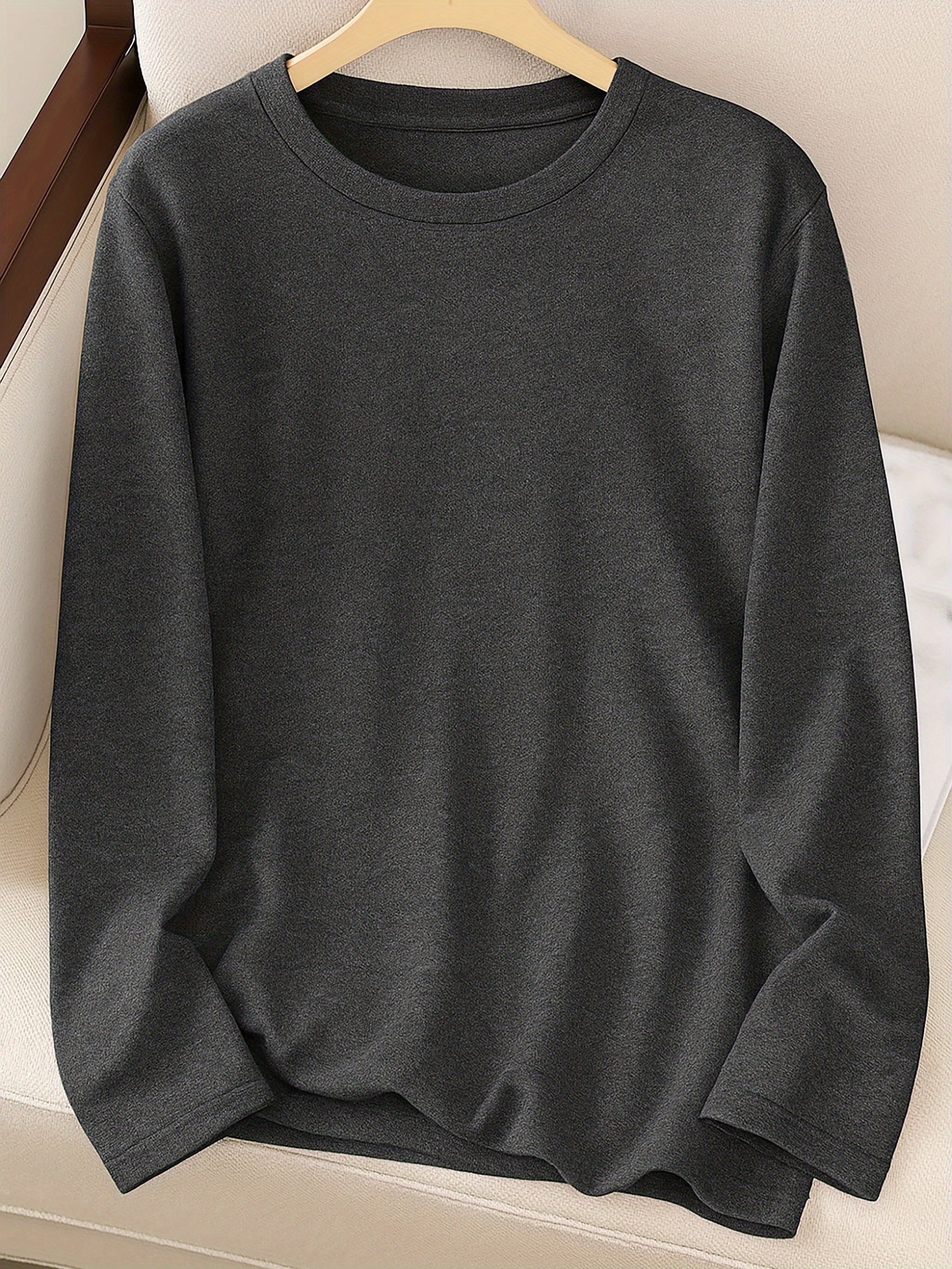 Women's Solid Color T-Shirt - Regular Fit – Grey / Black detail view