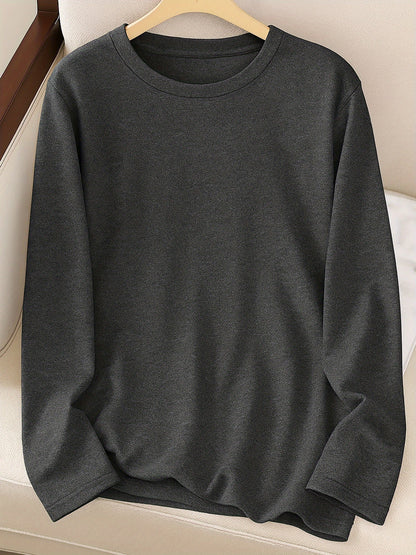 Women's Solid Color T-Shirt - Regular Fit – Grey / Black detail view