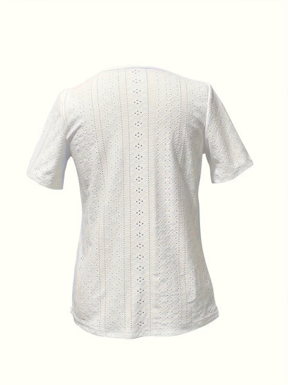 Women's Solid Color T-Shirt - Regular Fit – V-Neck detail view