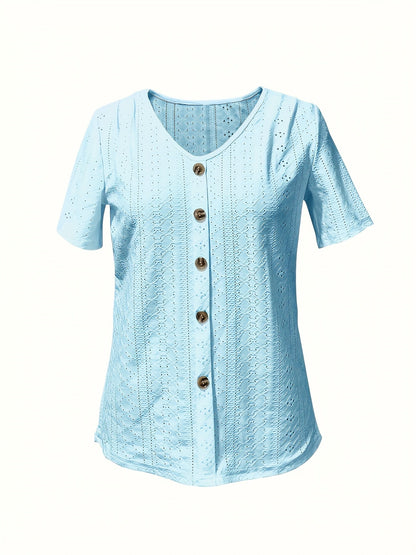 Women's Solid Color T-Shirt - Regular Fit – V-Neck detail view