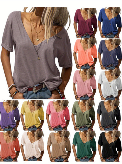 Women's Solid Color T-Shirt - Relaxed Fit – 15-Color Selection – Brown option – view 2