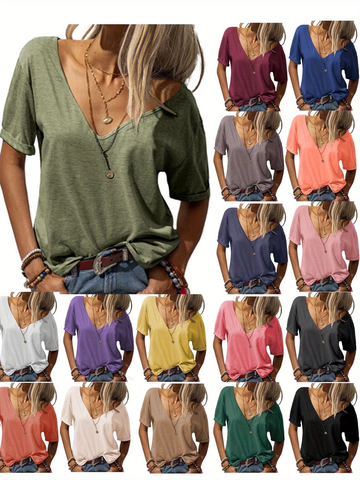 Women's Solid Color T-Shirt - Relaxed Fit – 15-Color Selection – Brown option – view 3