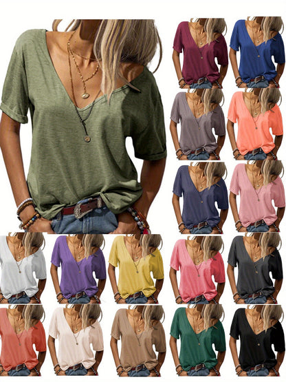 Women's Solid Color T-Shirt - Relaxed Fit – 15-Color Selection – Brown option – view 3