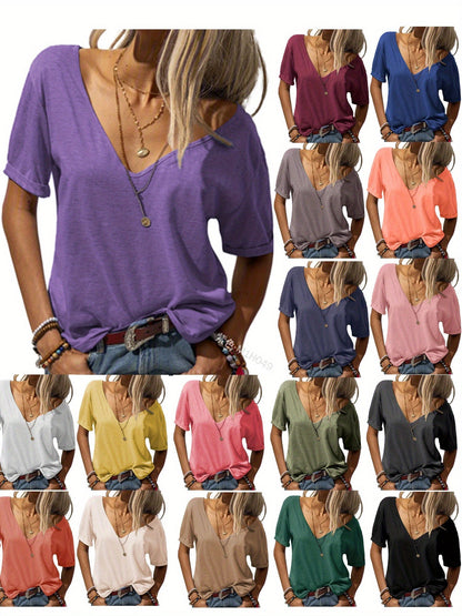Women's Solid Color T-Shirt - Relaxed Fit – 15-Color Selection – Brown option – view 10