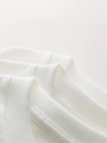 Women's Solid Color T-Shirt - Relaxed Fit – White detail view