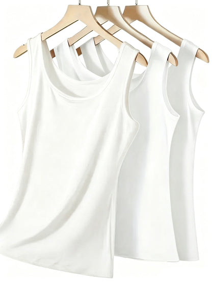 Women's Solid Color Tank Top - 3-Pack Classic Neck detail view