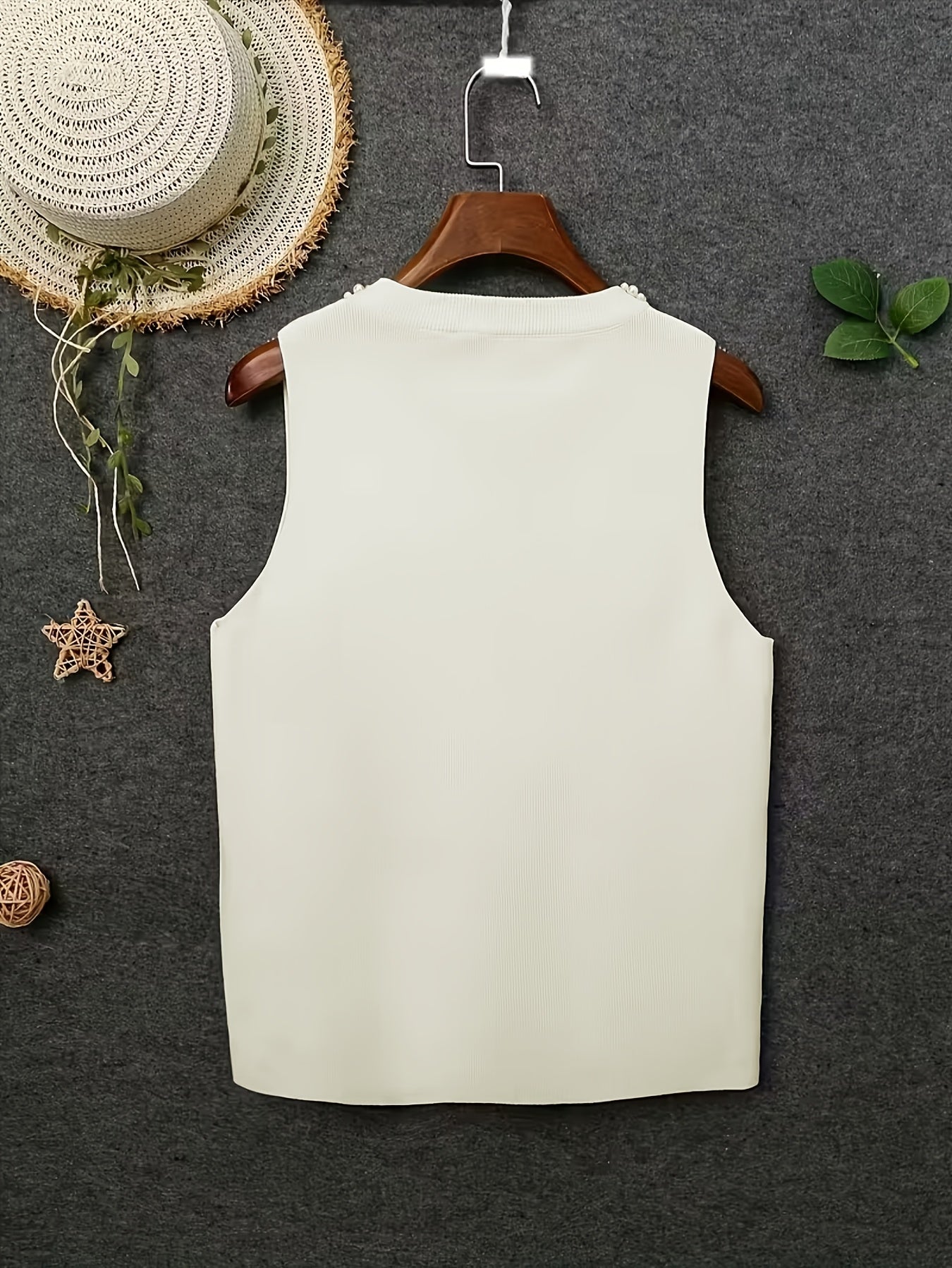 Women's Solid Color Tank Top - Crew Neck Sleeveless – White / Pink – view 10