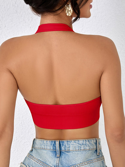 Women's Solid Color Tank Top - Halter Neck Sleeveless – view 2