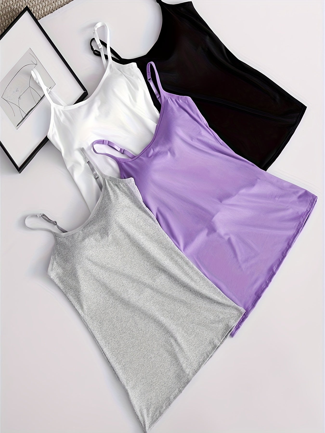 Women's Solid Color Tank Top - Sleeveless – Black / White – view 5