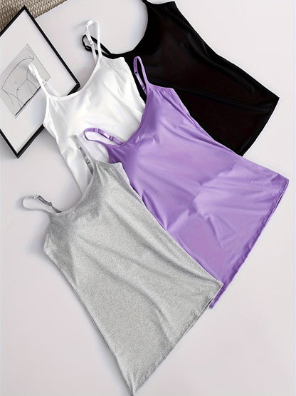 Women's Solid Color Tank Top - Sleeveless – Black / White – view 5