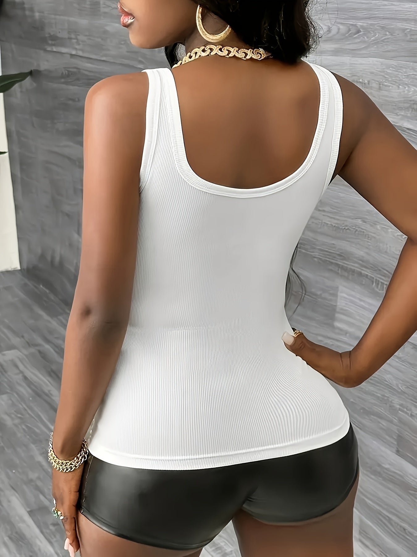 Women's Solid Color Tank Top - V-Neck Sleeveless – view 5
