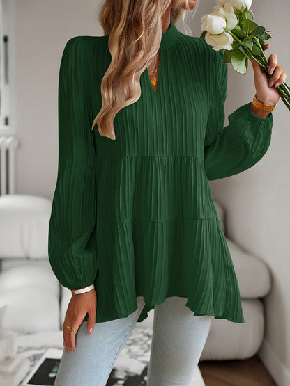 Women's Solid Color Tunic - Crew Neck Long Sleeve detail view