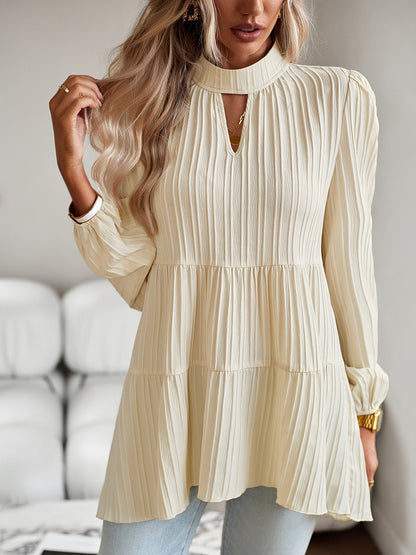 Women's Solid Color Tunic - Crew Neck Long Sleeve detail view