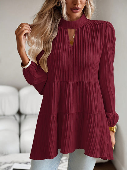 Women's Solid Color Tunic - Crew Neck Long Sleeve detail view
