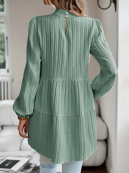 Women's Solid Color Tunic - Crew Neck Long Sleeve detail view
