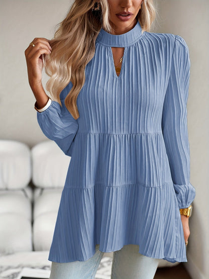 Women's Solid Color Tunic - Crew Neck Long Sleeve – Blue option – main product image
