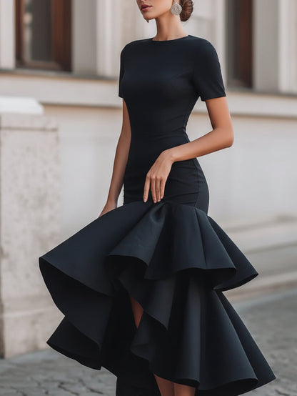 Women's Solid Crew Neck Casual Dress detail view