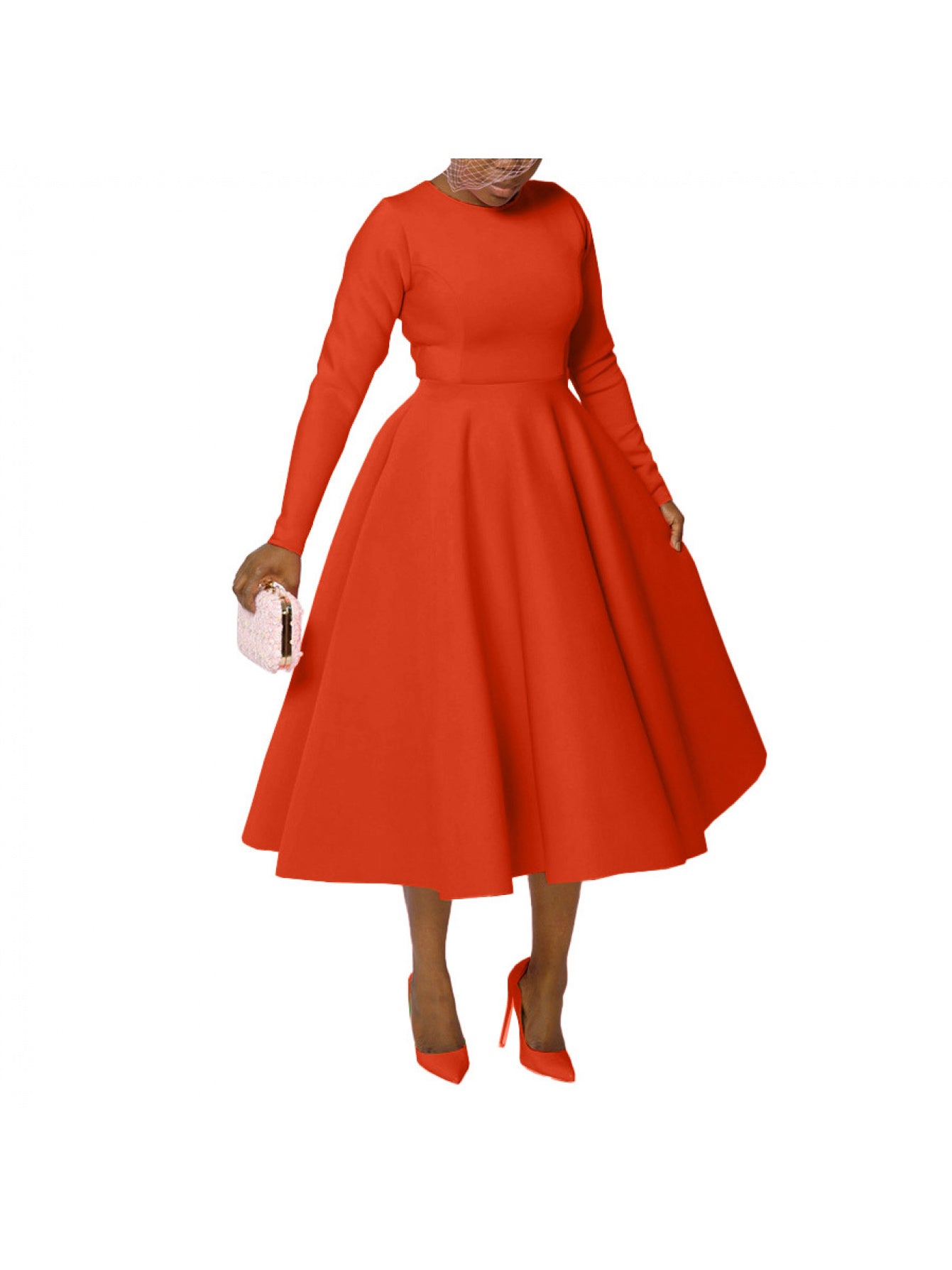 Women's Solid Crew Neck Maxi A-Line Dress - Pleated – Green option – view 3