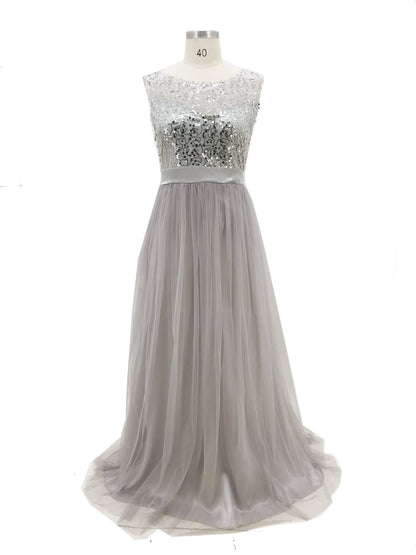 Women's Solid Crew Neck Maxi Cocktail Dress - Sleeveless Party Ready detail view