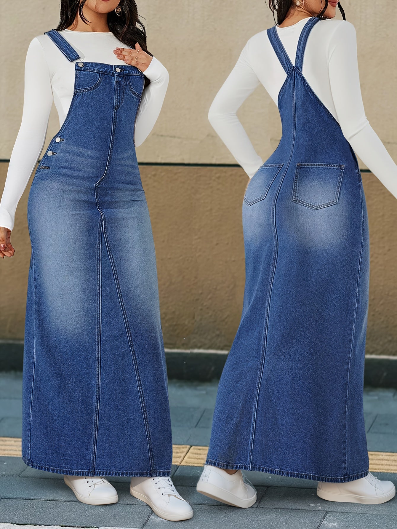 Women's Solid Evening Dress - Button Front Event Style detail view