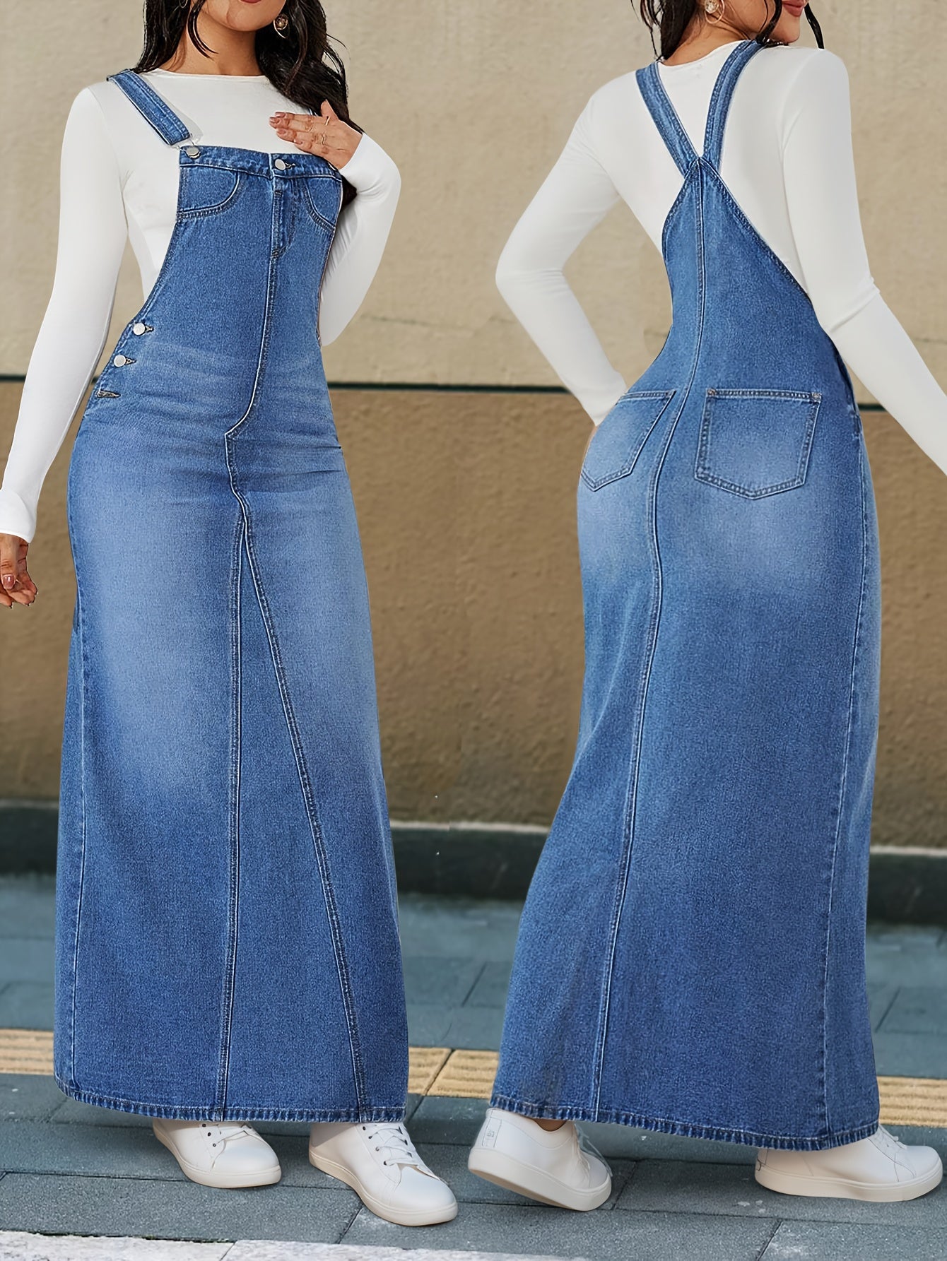 Women's Solid Evening Dress - Button Front Event Style detail view