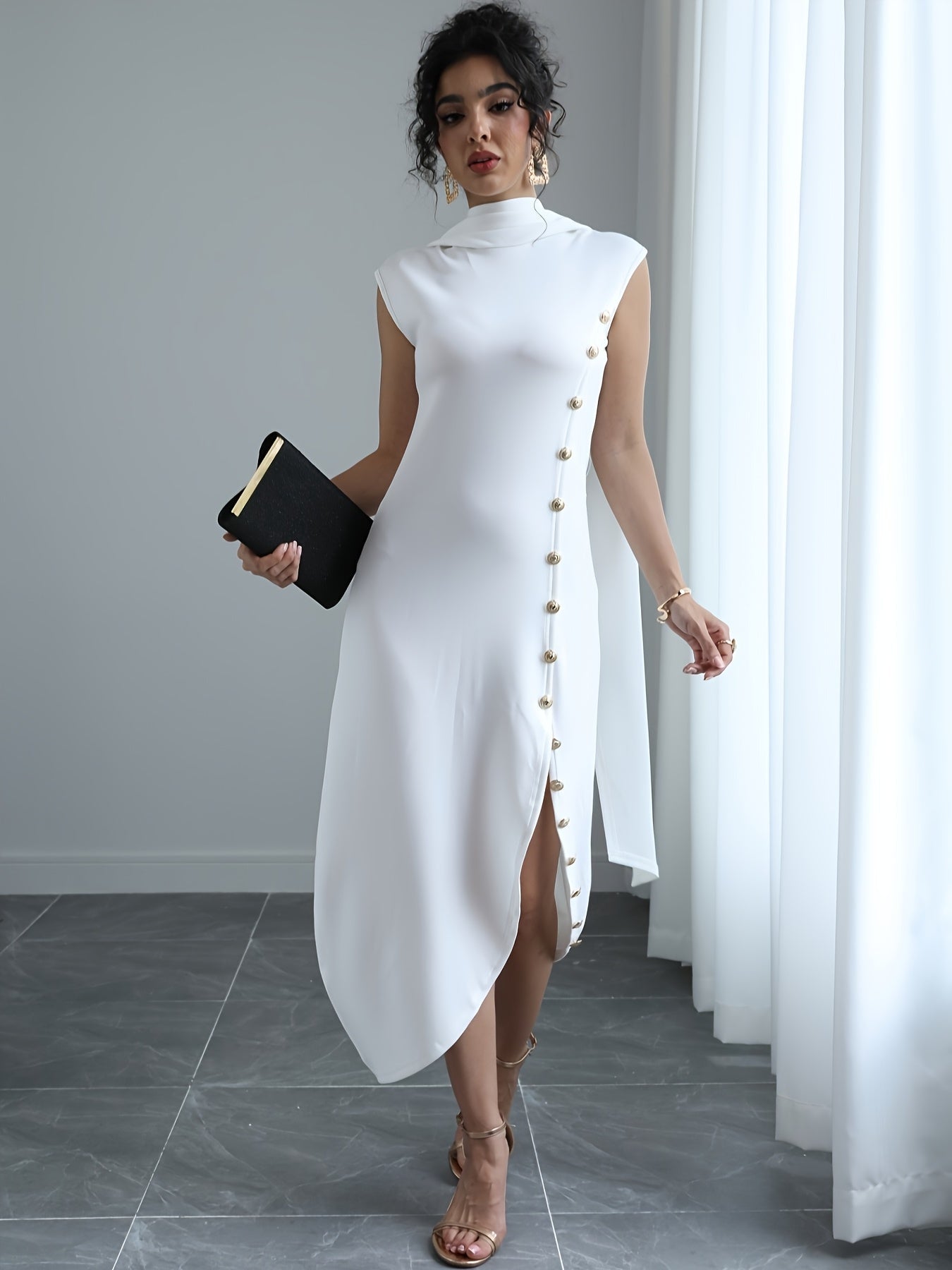 Women's Solid Maxi A-Line Dress - Sleeveless detail view