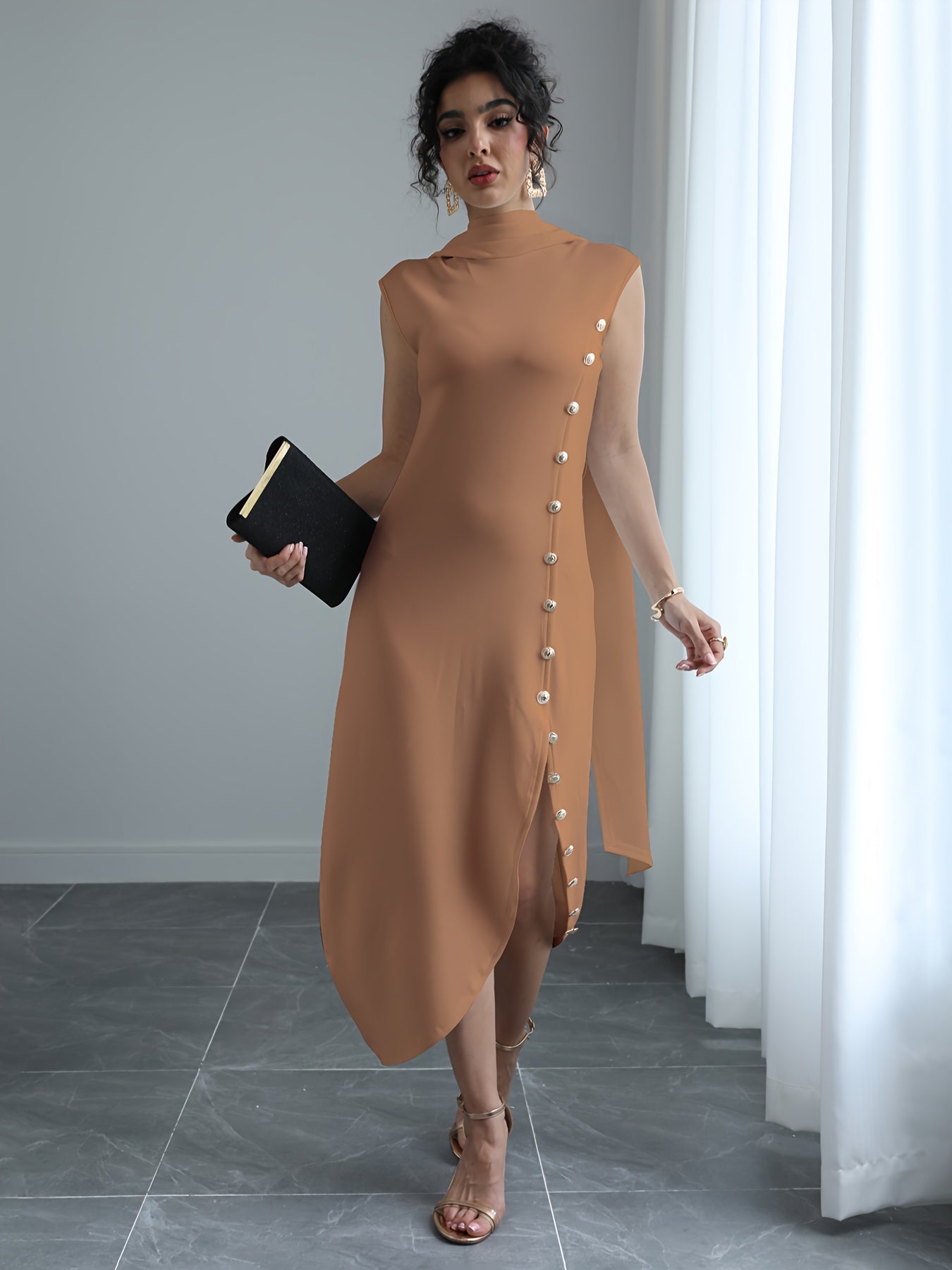 Women's Solid Maxi A-Line Dress - Sleeveless detail view