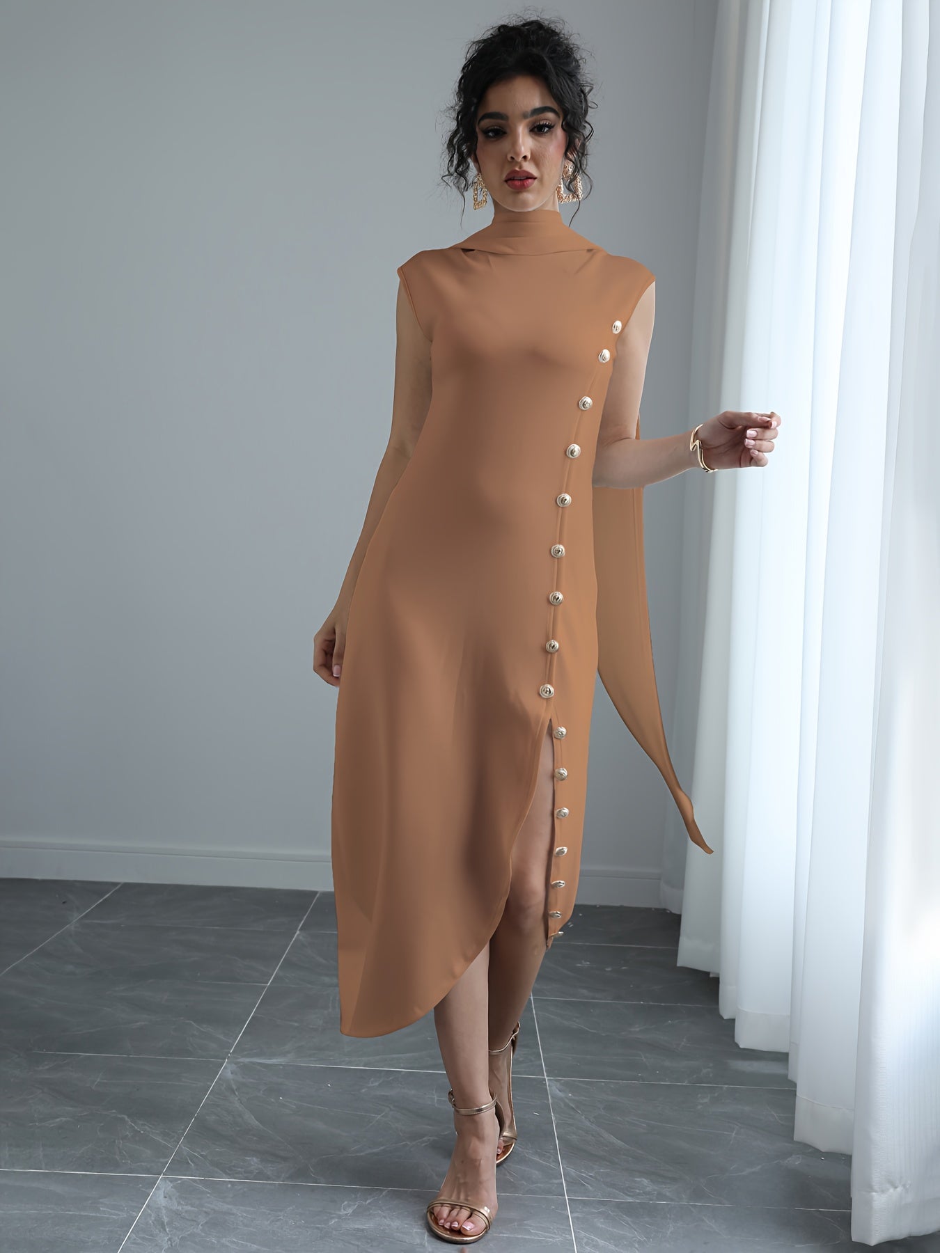Women's Solid Maxi A-Line Dress - Sleeveless detail view