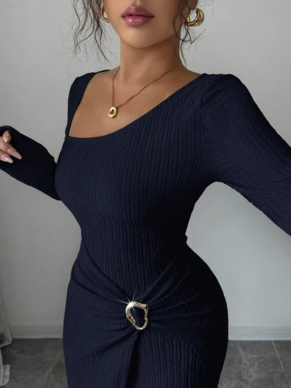 Women's Solid Maxi Bodycon Dress – Sizes XS–XL detail view