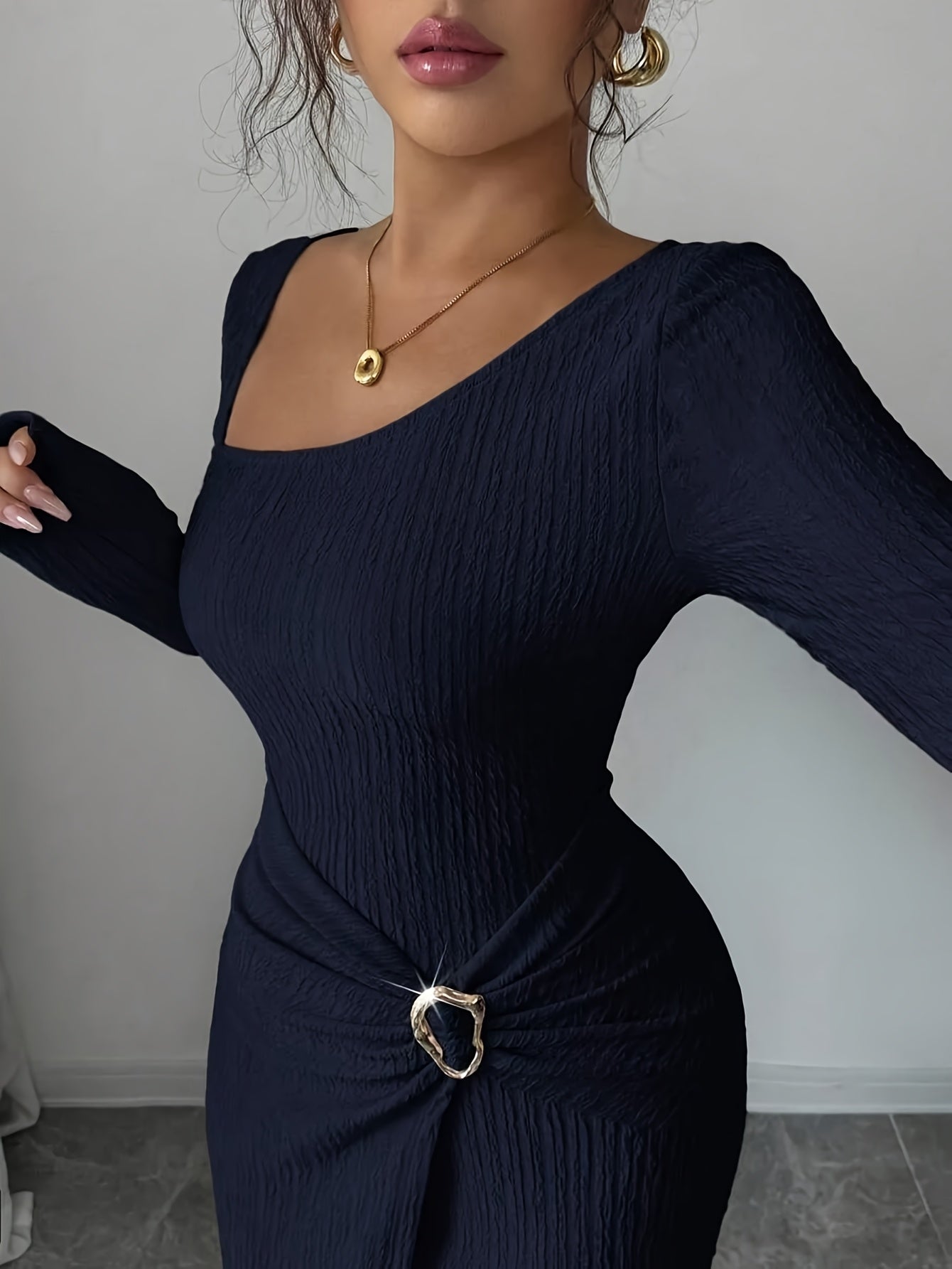 Women's Solid Maxi Bodycon Dress – Sizes XS–XL detail view