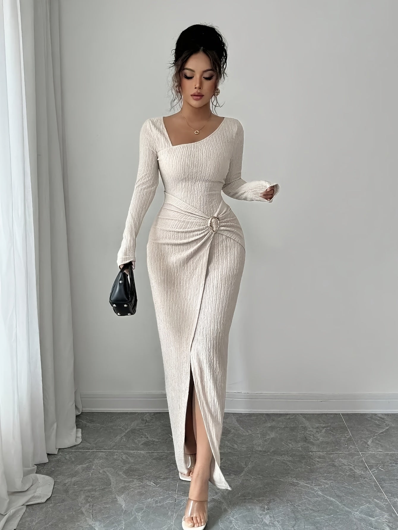 Women's Solid Maxi Bodycon Dress – Sizes XS–XL – Brown option – view 6