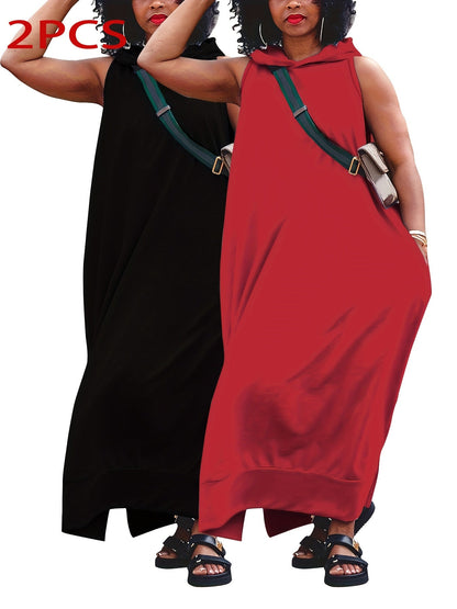 Women's Solid Maxi Evening Dress - Pocket Event Style – Black option – view 3