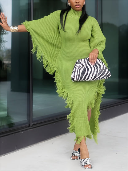 Women's Solid Maxi Knit Dress - Long Sleeve detail view