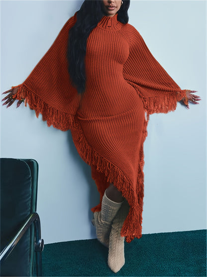 Women's Solid Maxi Knit Dress - Long Sleeve detail view
