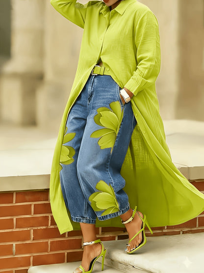 Women's Solid Maxi Shirt Dress – Long Sleeve – view 4