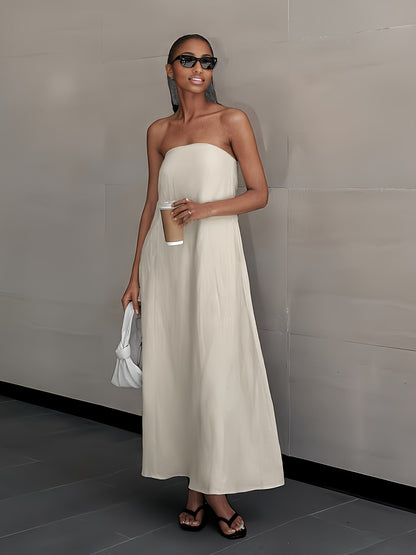Women's Solid Maxi Vacation Dress – Sleeveless detail view