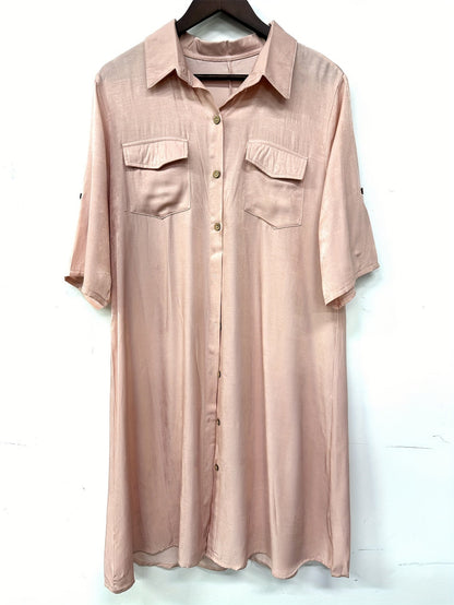 Women's Solid Midi Casual Dress - Button Front detail view