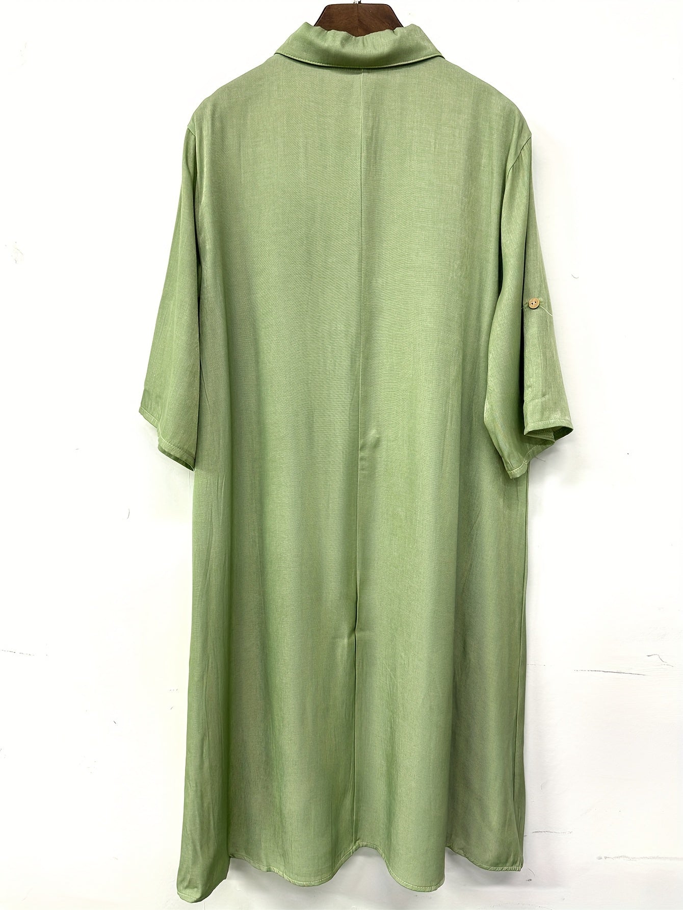 Women's Solid Midi Casual Dress - Button Front detail view