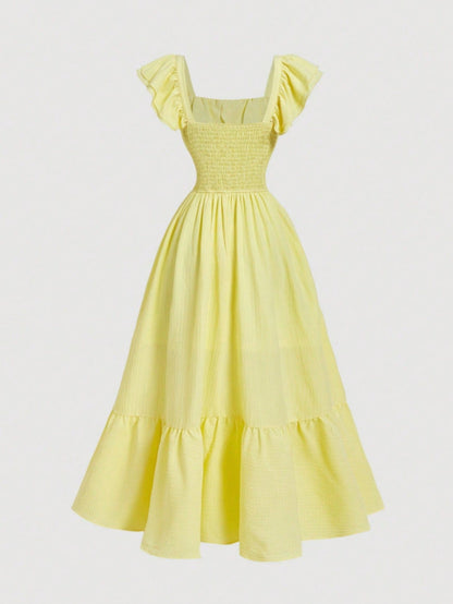 Women's Solid Off Shoulder Summer Dress detail view