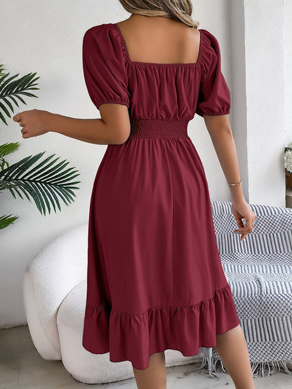 Women's Solid Square Neck A-Line Dress detail view