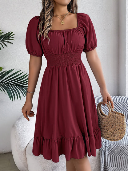Women's Solid Square Neck A-Line Dress detail view