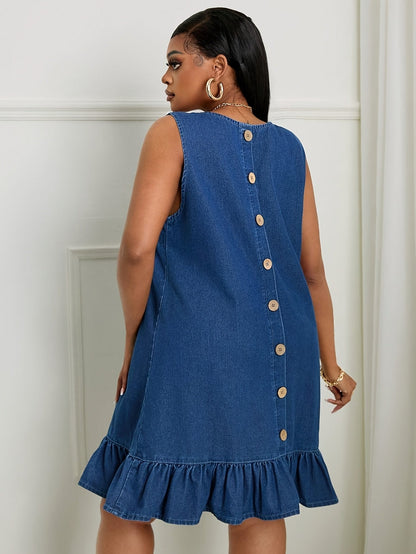 Women's Solid Square Neck Casual Dress - Ruffle – Blue option – main product image