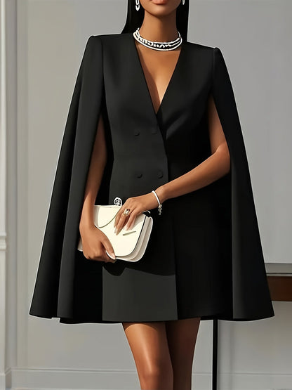 Women's Solid V-Neck Cocktail Dress – Party Style detail view