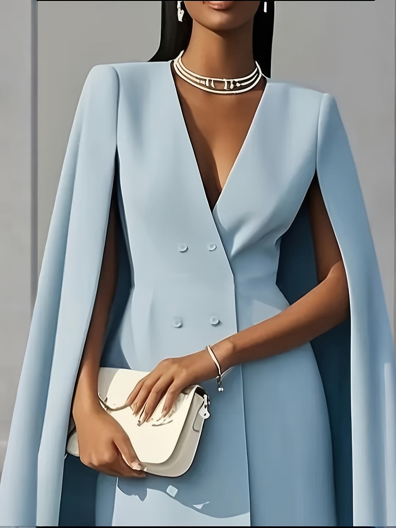 Women's Solid V-Neck Cocktail Dress – Party Style detail view