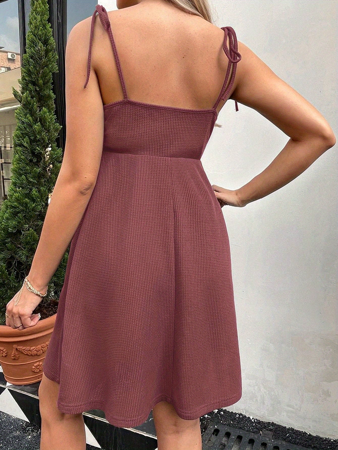Women's Solid V-Neck Midi Slip Dress - Sleeveless detail view
