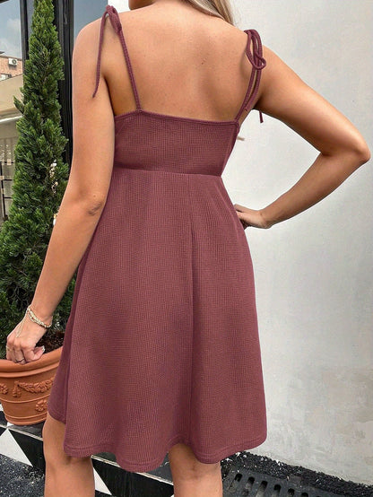 Women's Solid V-Neck Midi Slip Dress - Sleeveless detail view