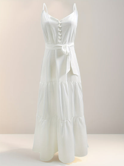 Women's Solid Vacation Dress - Button Front detail view