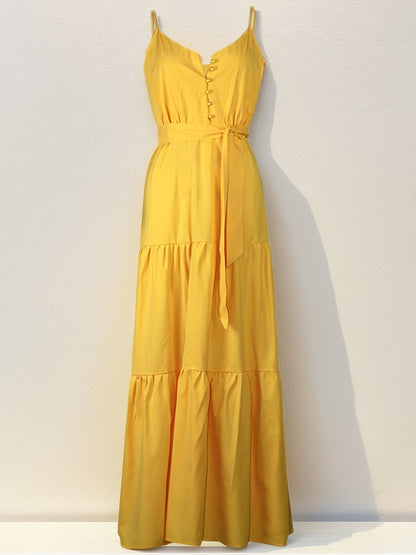 Women's Solid Vacation Dress - Button Front detail view