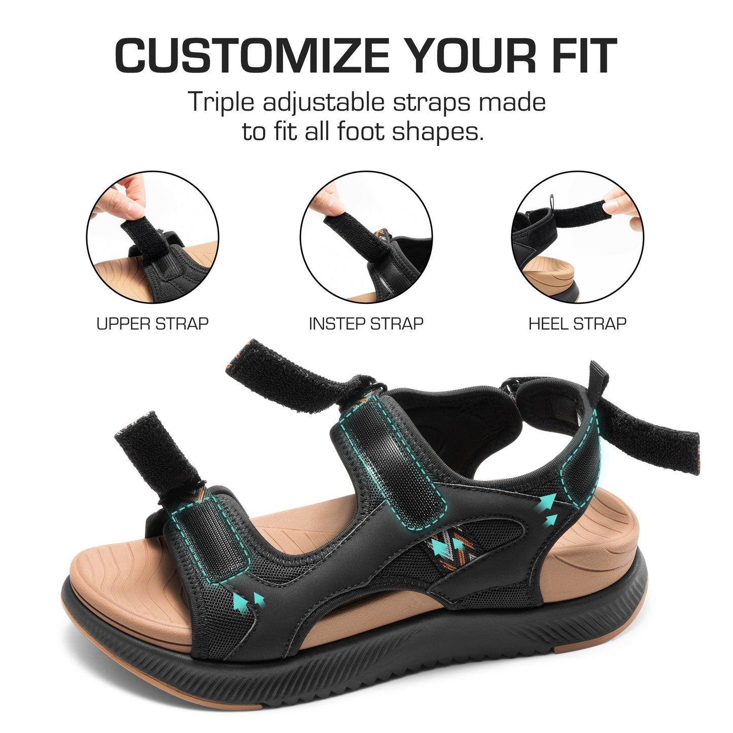 Women's Sport Sandals – Cushioned Comfort for Outdoor & – Black Colorway 87941 – view 4