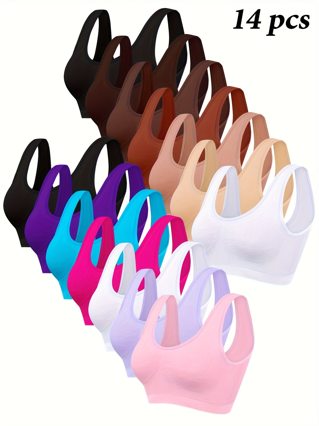 Women's Sports Bra - 14-Pack Unpadded, Everyday Support – view 10